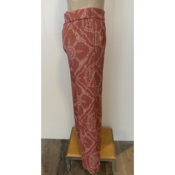 Wonderly Pants Womens Medium Red Wide Leg Boho Lined Lightweight Pocket Casual - Picture 3 of 7